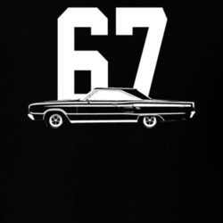 1967 Coronet Side View With Year Dark Color T Shirt