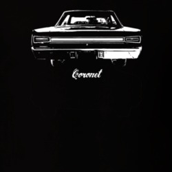 1967 Coronet Rear View With Model Dark Color T Shirt