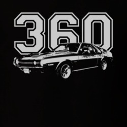 1970 AMC AMX Side White Graphic Engine Size Dark T Shirt