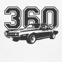 1970 AMC AMX Side Black Graphic Engine Size T Shirt