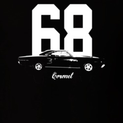 1968 Coronet Side View With Year And Model Dark Color T Shirt