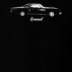 1968 Coronet Side View With Model Dark Color T Shirt