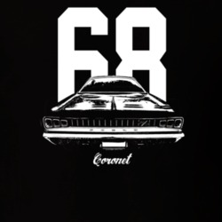 1968 Coronet Rear View With Year And Model Dark Color T Shirt