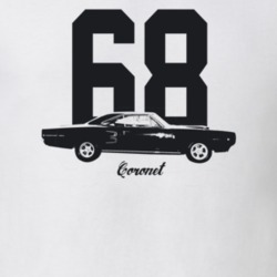 1968 Coronet Side View With Year And Model Light Color T Shirt