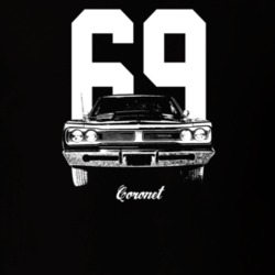 1969 Coronet Grill View With Year And Model Dark Color T Shirt