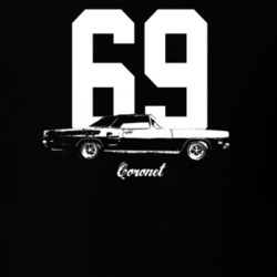 1969 Coronet Side View With Year And Model Dark Color T Shirt