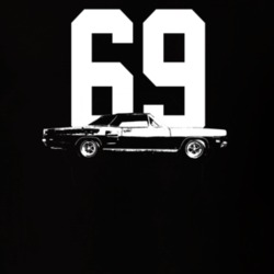 1969 Coronet Side View With Year Dark Color T Shirt