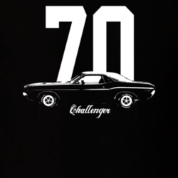 1970 Challenger Side View With Year And Model Dark Color T Shirt