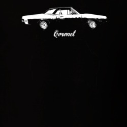 1970 Coronet Side View With Model Dark Color T Shirt