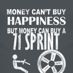 Money Cant Buy Happiness 1971 GMC SPRINT Dark Distressed T Shirt