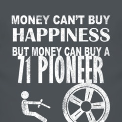 Money Cant Buy Happiness 1971 Pioneer Dark Distressed T Shirt