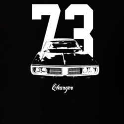 1973 Charger Grill View With Year And Model Dark Color T Shirt