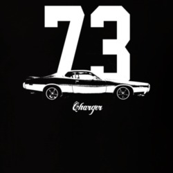 1973 Charger Side View With Year And Model Dark Color T Shirt