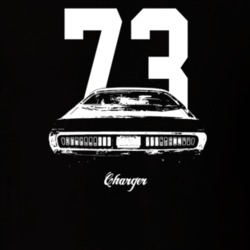 1973 Charger Rear View With Year And Model Dark Color T Shirt