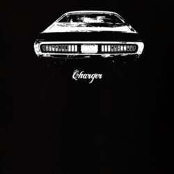1973 Charger Rear View With Model Dark Color T Shirt