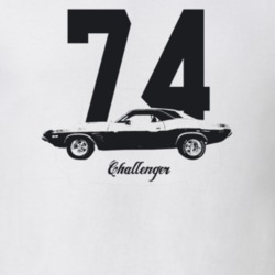 1974 Challenger Side View With Year And Model Light Color T Shirt