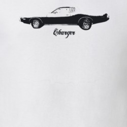 1974 Charger Side View With Model Light Color T Shirt
