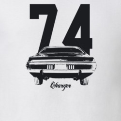1974 Charger Rear View With Year And Model Light Color T Shirt