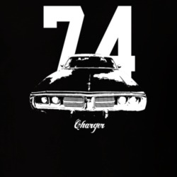 1974 Charger Grill View With Year And Model Dark Color T Shirt