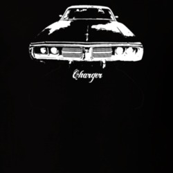 1974 Charger Grill View With Model Dark Color T Shirt