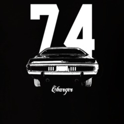 1974 Charger Rear View With Year And Model Dark Color T Shirt