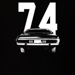1974 Charger Rear View With Year Dark Color T Shirt