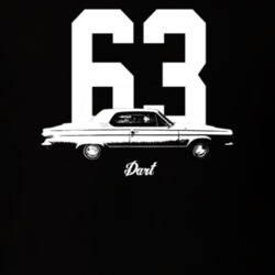 1963 Dart Side View With Year And Model Dark Color T Shirt