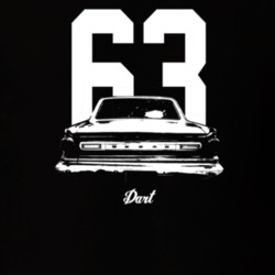 1963 Dart Rear View With Year And Model Dark Color T Shirt