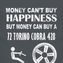 Money Cant Buy Happiness 1972  TORINO COBRA 428 Dark Distressed T Shir