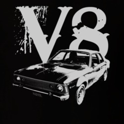 1971 AMC HORNET Side White Graphic V8 Dark T Shirt