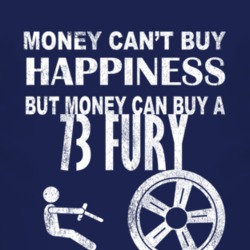 Money Cant Buy Happiness 1973 PLYMOUTH FURY Dark Distressed T Shirt