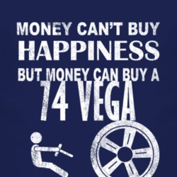 Money Cant Buy Happiness 1974 Chevy Vega Dark Distressed T Shirt
