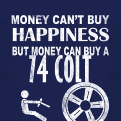 Money Cant Buy Happiness 1974 Dodge Colt Dark Distressed T Shirt