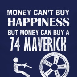 Money Cant Buy Happiness 1974 Maverick Dark Distressed T Shirt