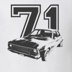 1971 AMC HORNET Side Black Graphic Year Light T Shirt