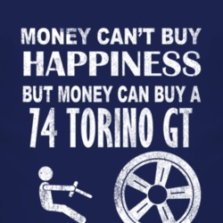 Money Cant Buy Happiness 1974  TORINO GT Dark Distressed T Shirt