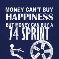 Money Cant Buy Happiness 1974 GMC SPRINT Dark Distressed T Shirt