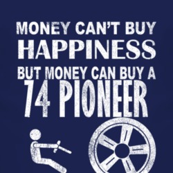 Money Cant Buy Happiness 1974 Pioneer Dark Distressed T Shirt