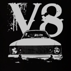 1971 AMC HORNET Grill White Graphic V8 Dark T Shirt