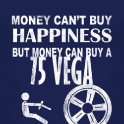 Money Cant Buy Happiness 1975 Chevy Vega Dark Distressed T Shirt