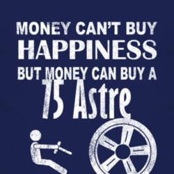 Money Cant Buy Happiness 1975 Pontiac Astre Dark Distressed T Shirt