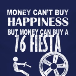Money Cant Buy Happiness 1976 Fiesta Dark Distressed T Shirt