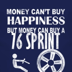 Money Cant Buy Happiness 1976 GMC SPRINT Dark Distressed T Shirt