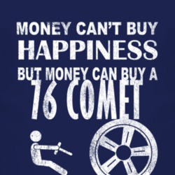 Money Cant Buy Happiness 1976 MERCURY COMET Dark Distressed T Shirt