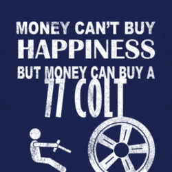 Money Cant Buy Happiness 1977 Dodge Colt Dark Distressed T Shirt