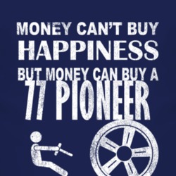 Money Cant Buy Happiness 1977 Pioneer Dark Distressed T Shirt