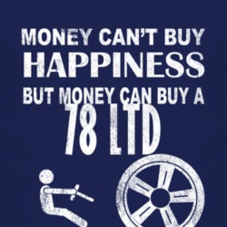 Money Cant Buy Happiness 1978 LTD Dark Distressed T Shirt