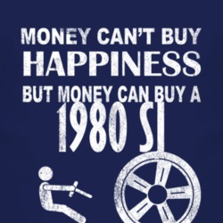 Money Cant Buy Happiness 1980 SJ Dark Distressed T Shirt