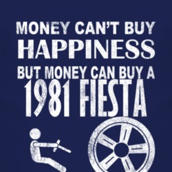Money Cant Buy Happiness 1981 Fiesta Dark Distressed T Shirt