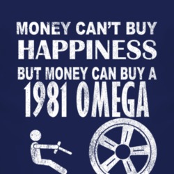 Money Cant Buy Happiness 1981 Oldsmobile Omega Dark Distressed T Shirt